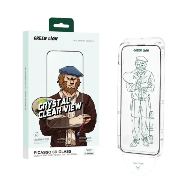 GREEN LION PICASSO 3D GLASS DESIGN FOR ONE-TOUCH INSTALLATION FOR IPHONE 15 PLUS & 16 PLUS | CLEAR